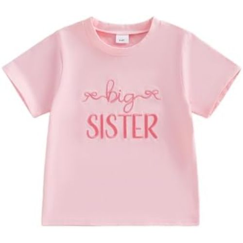 GOOCHEER Summer Big Sister Little Sister Matching Outfit Newborn Baby Girl Short Sleeve Romper Toddler Girl T-Shirt Tops