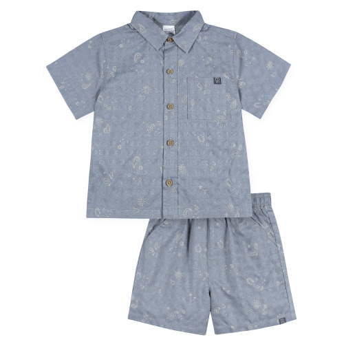 Modern Moments by Gerber Baby and Toddler Boy Button Front Shirt and Short Set, 2-Piece, Sizes 0/3 Months - 5T