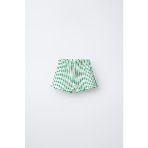 TEXTURED STRIPED SHORTS - Green | ZARA United States