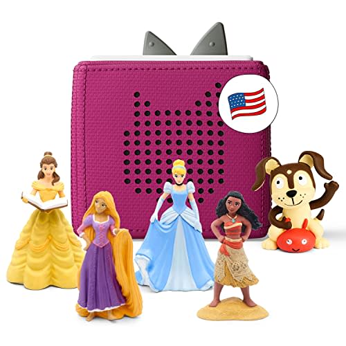 Toniebox Audio Player Starter Set with Cinderella, Belle, Moana, Tangled, and Playtime Puppy - Listen, Learn, and Play with One Huggable Little Box - Purple