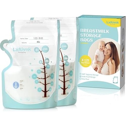 Breastmilk Storage Bag - 8oz(125 Count), Breast Milk Storage Bags Freezer, No Leak Milk Storage Bags breastmilk, Strength Thin Design,Breast Milk Bags for Breastfeeding Essentials