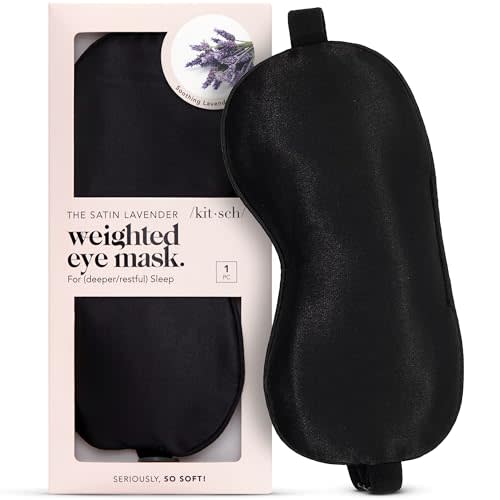 Kitsch Weighted Satin Sleep Mask - Weighted Eye Mask for Sleeping and Travel - Lavender Sleeping Mask for Women and Men - Light Blocking, Adjustable Strap, Ultra-Soft (4.1oz/116g)