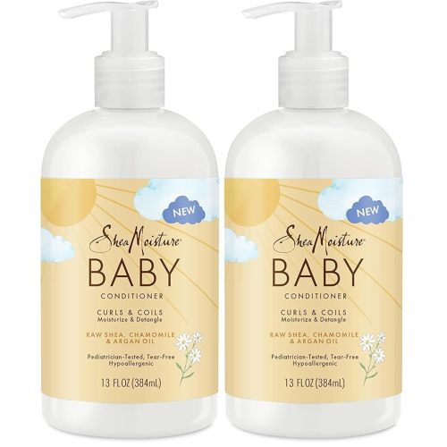 SheaMoisture Baby Conditioner for Curly Hair Raw Shea,Chamomile and Argan Oil Moisturizes and Helps Detangle Delicate Curls-and Coils 13 oz,(Pack of 2)