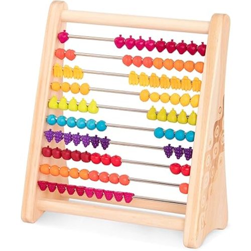 B. toys – Fruity! Wooden Abacus for Kids Classic Math Learning Toy with 100 Beads Educational for Addition, Subtraction Numbers & Counting 18+ Months