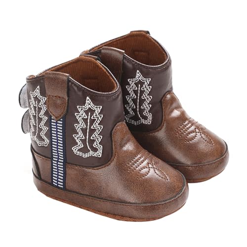 Newborn Baby Boy Girl Boots Western Cowboy Boots Infant Non-Slip Soft Sole First Walker Crib Shoes