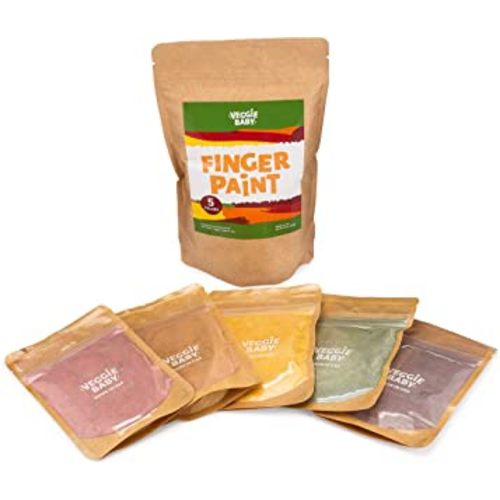 Veggie Baby Finger Paints for Toddlers, Vegan, Organic Baby Safe Coloring, Play, Colorful Eco Painting (5 Colors)