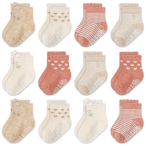 Organic Cotton GOTS Certified Newborn Socks 12 Pair - 6-12 Months – Soft and Comfortable Baby grip Socks, Premium Newborn Baby Socks, Gift for Little Boys