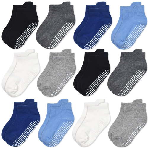 Non Slip Toddler Socks 12 Pairs Baby Socks Toddler Grip Socks Anti Skid Socks for 6 Months-7 Years Boys