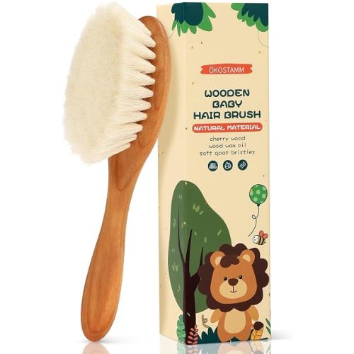 All Natural Cherry Wood Baby Hair Brush Without Chemical Painting