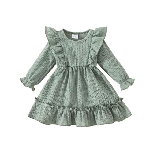 Baby Girl Dress Infant Toddler Dress Fall Winter Outfits Clothes | Ruffle Two-Layered,Fall Family Photo Outfits,For 3 6 9 12 18 24 Months 2T 3T Girls,Church,Gift,Birthday,Wedding,Baby Shower