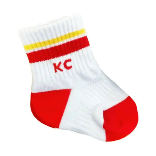 Carly Rae Kansas City Crew Socks Baby - White with Red & Yellow Stripes - BUNKER