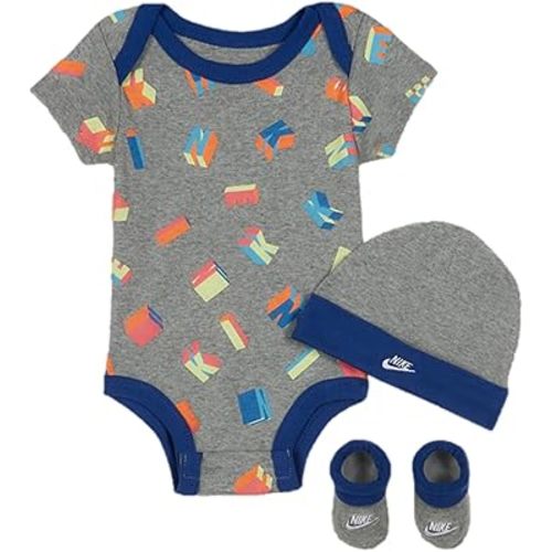 Nike Hat Bodysuit Bootie Set (Infant) Dark Grey