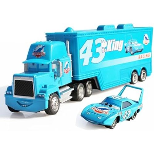 Movie Cars 2 3 Hauler Mack Truck & Speed Race Car 2PCS Vehicles Jackson Storm Cruz Ramirez Vehicles (Truck 43)