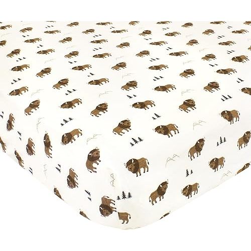 Hudson Baby Unisex Baby Cotton Fitted Crib Sheet, Wild Buffalo, One Size