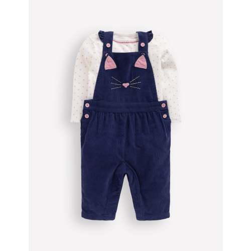 Woven Overalls Set-Navy Cat