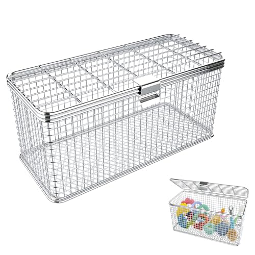Dishwasher Basket for Small Items, 18/8 Stainless Steel | Holds bottle caps/nipples/teething toys | Fine mesh contains pieces | Built to last | Heat-resistant to 1650°F