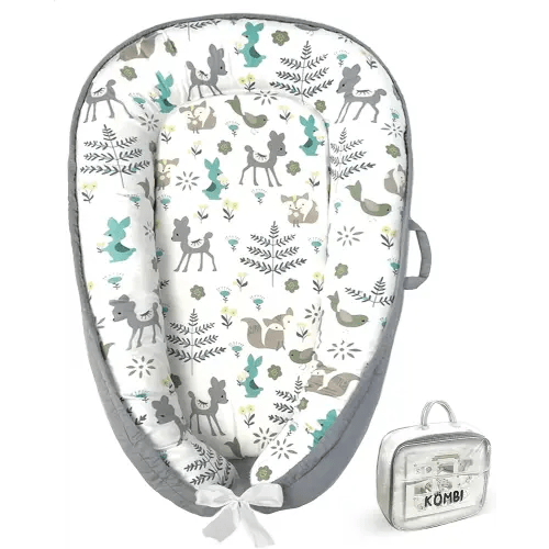 Baby Lounger for Newborn 0–24 Months, Baby Pillow & Baby Nest Lounger, Organic Cotton Breathable Infant Pillow, Portable Baby Nest for Home & Travel (Light Grey)