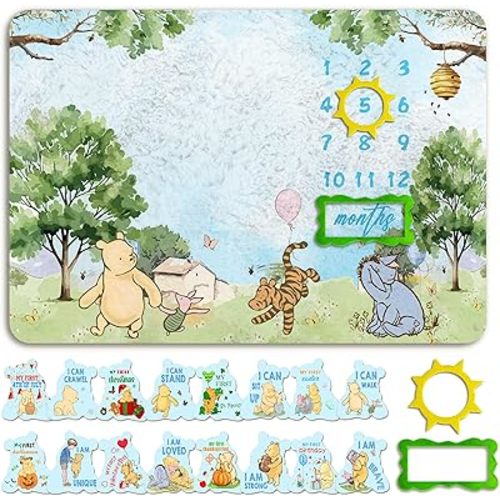 Winnie Monthly Baby Milestone, Winnie Nursery Decor, Baby Announcement Sign & Celebration Board, Perfect Newborn Gift & Keepsake