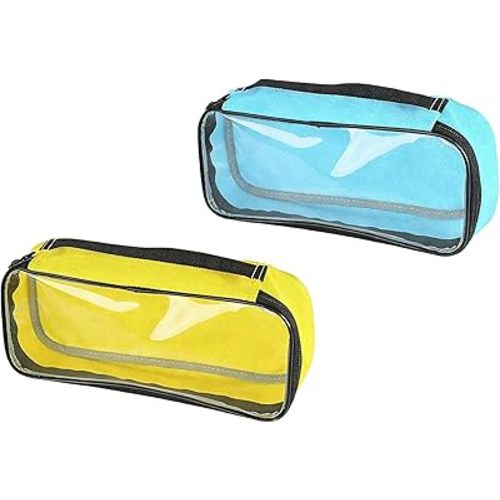 Travel Bag for Lifevac Home Kit Travel Kit First Aid Kit Accessory Pouches - Zippered Bag/Transparent Window - Set of 2 (Yellow, Blue)