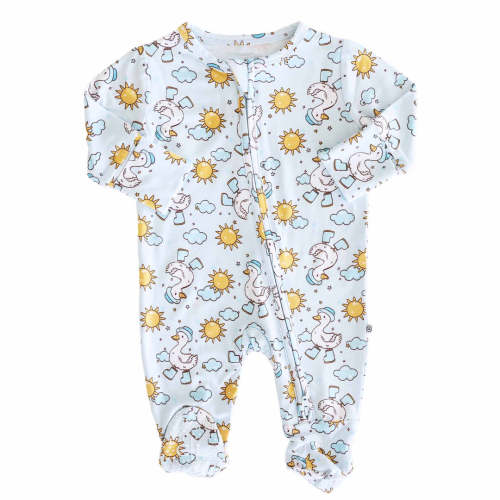Silly Goose Zipper Footie | Blue