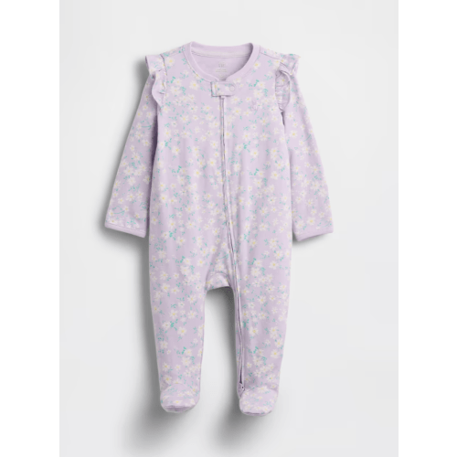 Baby First Favorites Organic Cotton Footed One-Piece - Purple Floral