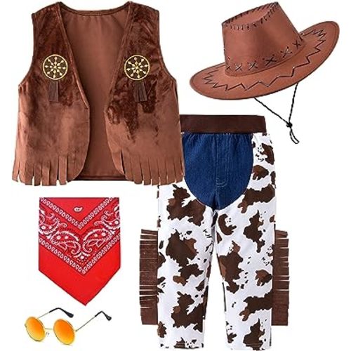 Kids Cowboy Costume - Western Dress Up Set for Boys Girls Ages 3-10