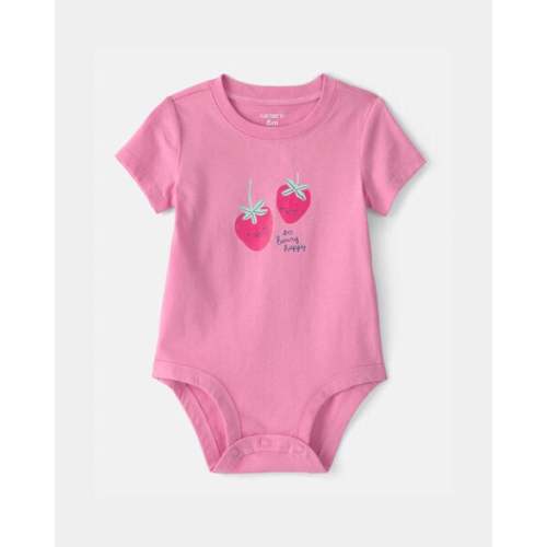 Baby Girl 'So Berry Happy' Strawberry Graphic Bodysuit - Pink | Carter's