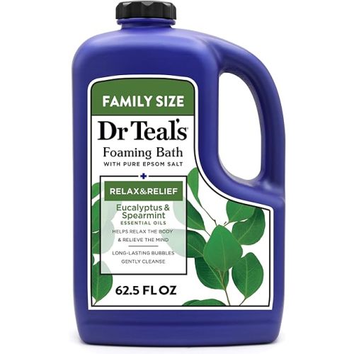 Dr Teal's Foaming Bath with Pure Epsom Salt, Relax & Relief with Eucalyptus & Spearmint, 62.5 fl oz
