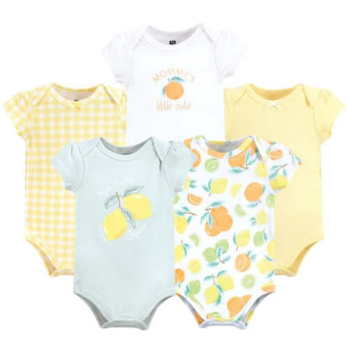 Hudson Baby Short Sleeve Bodysuits, 5-Pack