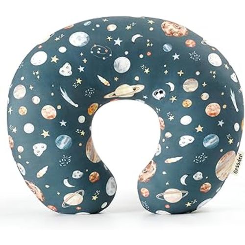 GRSSDER Reversible Nursing Pillow Cover, Ultra Soft Stretchy Minky Removable Nursing Covers Fitted for Breastfeeding Pillows Snug and Safe, Comfortable Slipcover for Boys, Stylish Original Print