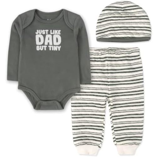 Baby Essentials Baby Boy 3-Piece Layette Set Outfit with Bodysuit, Quilted Jogger Pants & Headband