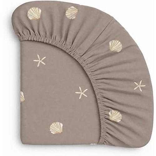 Ababy Custom Size Baby Fitted Sheet for Baby Boy or Girl – Jersey Cotton Printed Crib, Bassinet, Cradle & Toddler Mattress – Soft Stretch Fabric, Pattern Designs (Seashell)