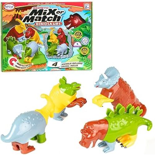 POPULAR PLAYTHINGS Magnetic Dinosaurs for Toddlers 1-3, Mix or Match Dinosaur Toys, Set of 4 Gift for Kids - Dinosaurs