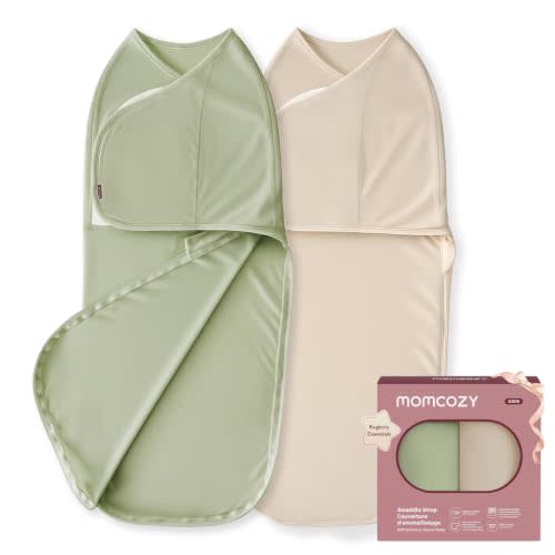 Momcozy Swaddles for Newborns, Quiet Fastener Swaddle Suitable for Infant 0-3 Months, New-Parent-Friendly Sleep Sack, Reduce Startle Reflex, Newborn Boys Girls Registry Essentials, 2-Pack, Meadow