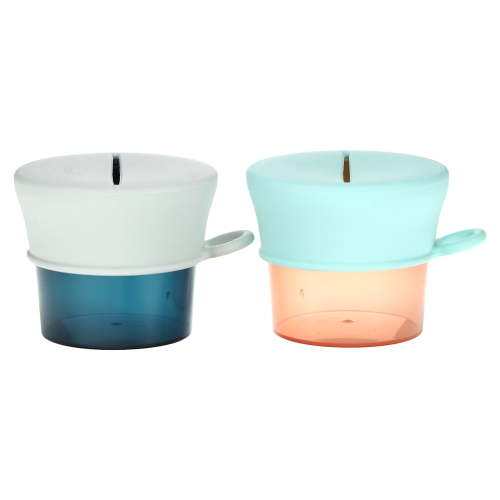 Boon Snug Snack, Universal Silicone Snack Lid with Cup, 9m+, 2 Cups & 2 Lids, 7 oz (207 ml) Each