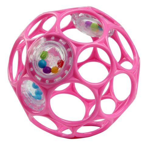 Bright Starts Oball Rattle Easy-Grasp Toy - Pink, Ages Newborn - 1 Count (Pack of 1)