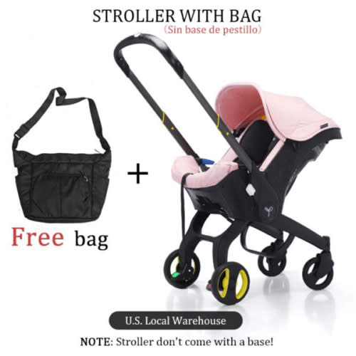(No latch base)Baby Stroller with Free Bag, 4 Wheels Foldable Newborn Stroller, Equipped with Five Point Seat Belt and A Chest Clip, Can be Pushed in Both Directions, with Shock-absorbing Wheels, Suitable for Traveling, As Halloween Chrismas Gift, - TikTo