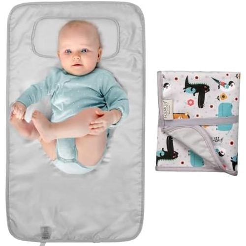 Hamur Home Portable Changing Pad – Waterproof, Washable & Easy Wipe Clean, Foldable Travel Baby Changing Mat for Diaper Bag, Compact & Lightweight, Must-Have for Newborns (Animal Pattern)