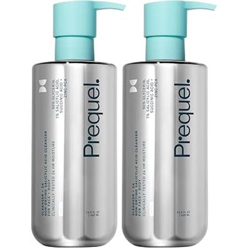 Prequel Skin Gleanser SA, Moisturizing Glycerin Face Wash,1% Salicylic Acid Face Cleanser, Unscented and Combination Skin Face Soap, 13.5 fluid ounce (Pack of 2)