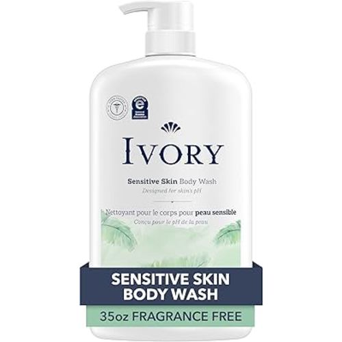 Ivory Body Wash, Designed for the Whole Family, Gentle Formula, Free of Dyes Heavy Perfumes Parabens Phthalates & Silicones, Fragnance-Free, 35 oz