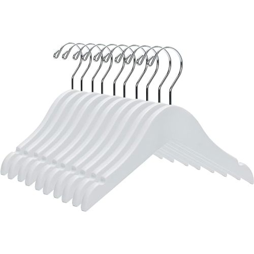 Quality Wooden Baby Hangers | 20 Pack | 10' Infant Hangers with 360-Degree Swivel Hook & Notched Shoulders | Heavy-Duty for Baby Clothes (White, 20)