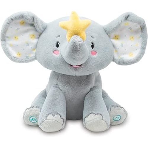Cuddle Barn - Twinkling Starlight | Animated Musical Elephant Stuffed Animal Baby Plush Toy with Soothing Light and Volume Control Plays 15 Minutes of Lullabies, 11 inches