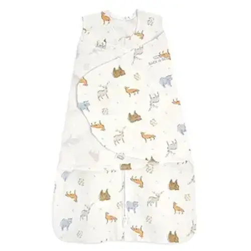 HALO 100% Cotton Sleepsack Swaddle, 3-Way Adjustable Wearable Blanket, TOG 1.5, Forest Friends, Newborn, 0-3 Months