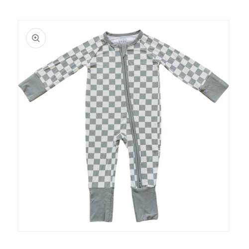 Mebie Baby Light Green Checkered Bamboo Zipper