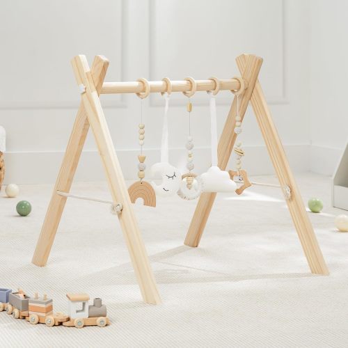 Comfy Cubs Wooden Play Gym, Natural Wood