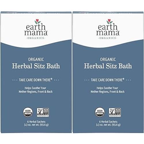 Earth Mama Organic Herbal Sitz Bath | Pregnancy & Postpartum Care, Soothing Sitz Bath for Hemorrhoids Recovery with Witch Hazel, & Calendula (6-Count, 2-Pack)