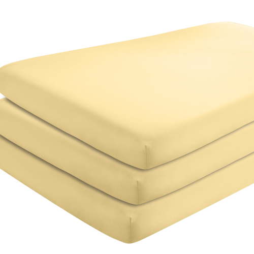 Bare Home 3 Pack Fitted Sheets - Premium 1800 Collection - Ultra Soft - Crib, Morning Sun
