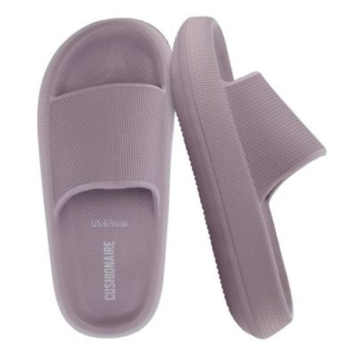 CUSHIONAIRE Feather Slides – Comfortable Cloud Cushion House Slippers for Women, Indoor Outdoor EVA Foam Foot Spa Shower Shoes - Iris 9