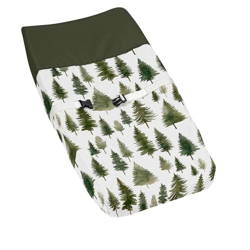 Sweet Jojo Designs Sage Green Woodland Boy Girl Gender Neutral Unisex Baby Changing Pad Cover Infant Newborn Diaper Table Change Mat Sheet Forest Themed Nature Pine Tree Hunter Abstract Watercolor
