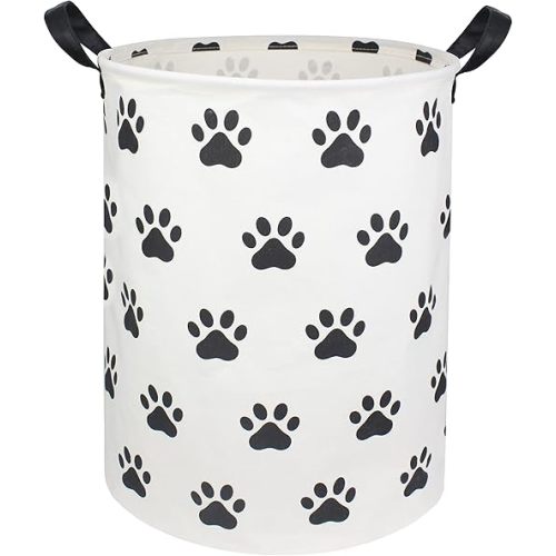 HIYAGON Laundry Baskets,Collapsible Hamper, Canvas Fabric Laundry Hamper,for Toy Organizer Bins,Gift Baskets, Bedroom, Clothes, Nursery,Kids,Boys (Paws)